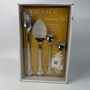 Wallace 4 Piece Stainless Steel Napoleon Bee Serving Spoon Set 2015 NEW